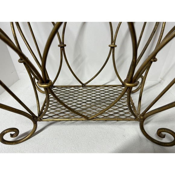 Art Deco Magazine Rack Vintage Brass Gilt Gold Finish MCM Hollywood‎ Regency - Picture 4 of 10